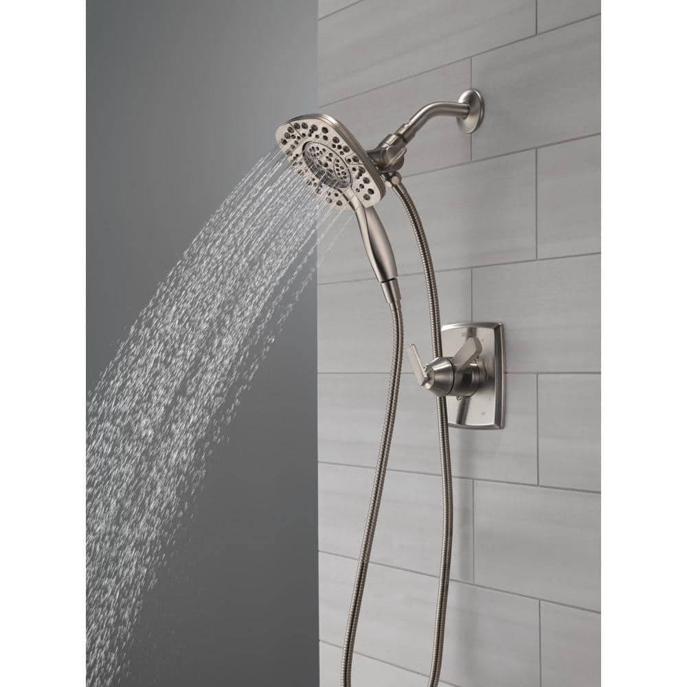 Delta In2ition Two-in-One 4-Spray 6 in. Dual Wall Mount Fixed and Handheld Shower Head in Stainless