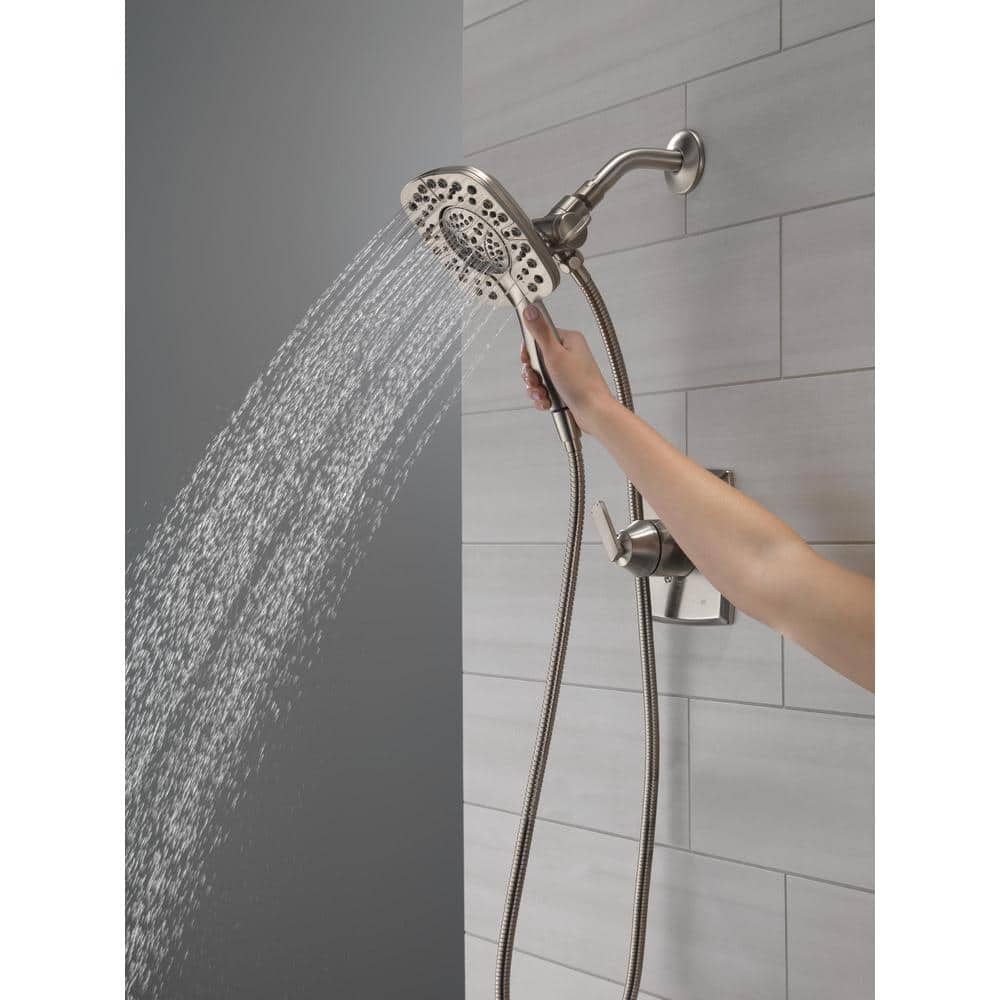 Delta In2ition Two-in-One 4-Spray 6 in. Dual Wall Mount Fixed and Handheld Shower Head in Stainless