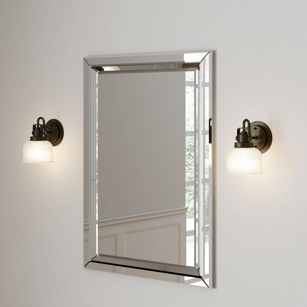 Archie Collection 1-Light Venetian Bronze Clear Double Prismatic Glass Coastal Bath Vanity Light