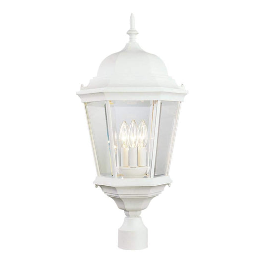 Bel Air Lighting Classical 3-Light White Outdoor Lamp Post Light with Clear Glass