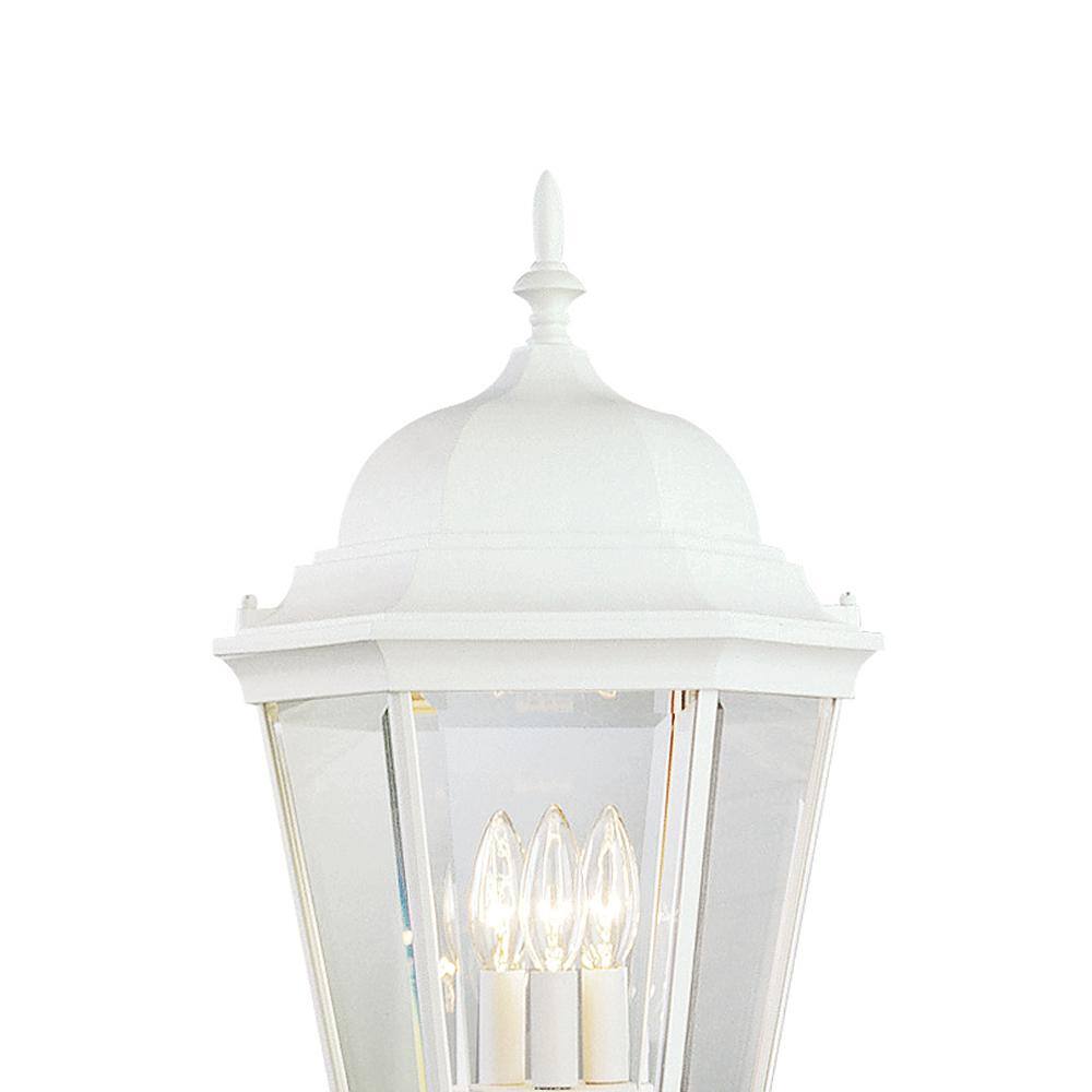 Bel Air Lighting Classical 3-Light White Outdoor Lamp Post Light with Clear Glass