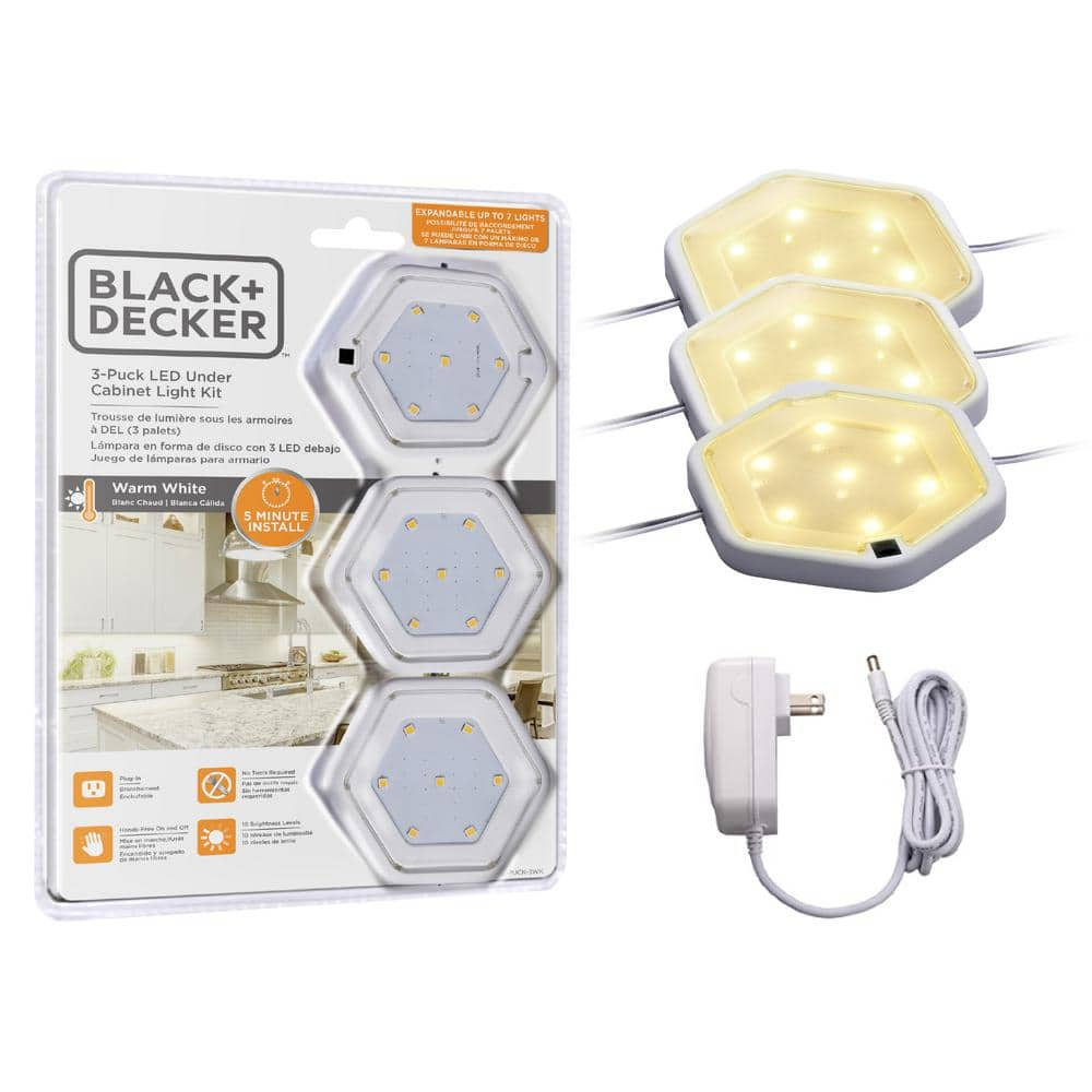 BLACK+DECKER LED Warm White Puck Light Kit (3-Pack)