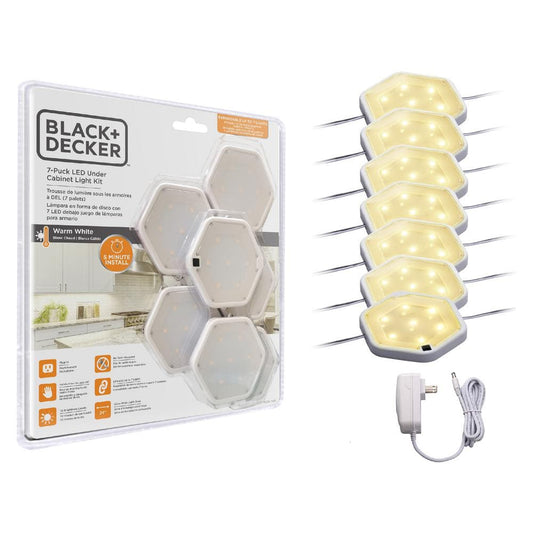 BLACK+DECKER LED Warm White Puck Light Kit (7-Pack)