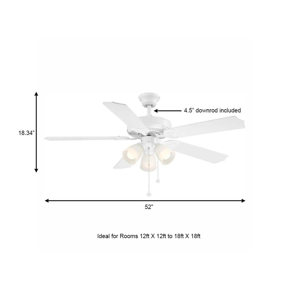 Brookhurst 52 in. LED Indoor White Ceiling Fan with Light Kit