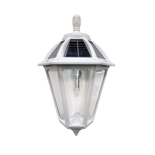 GAMA SONIC Polaris Sconce 1-Light White Outdoor Integrated LED Solar Wall Lantern Sconce with GS Solar Bulb