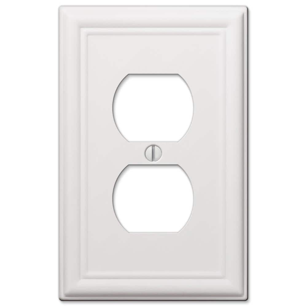 Ascher White 1-Gang Duplex Outlet Steel Wall Plate (4-Pack)