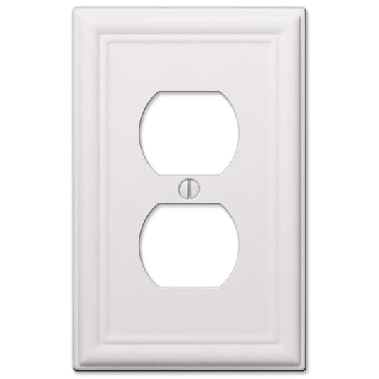 Ascher White 1-Gang Duplex Outlet Steel Wall Plate (4-Pack)