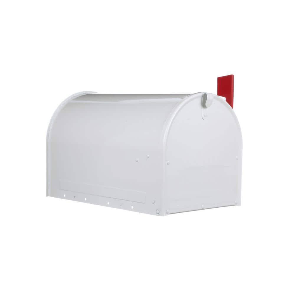 Gibraltar Mailboxes Marshall White, Large, Steel, Locking, Post Mount Mailbox