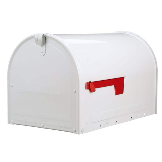 Gibraltar Mailboxes Marshall White, Large, Steel, Locking, Post Mount Mailbox