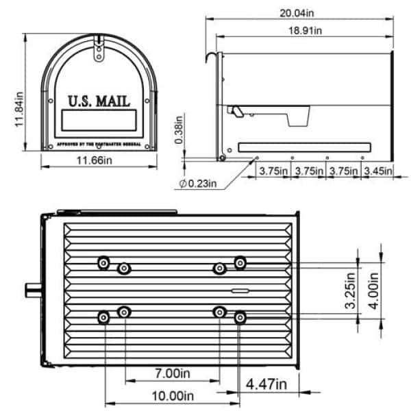 Gibraltar Mailboxes Marshall White, Large, Steel, Locking, Post Mount Mailbox